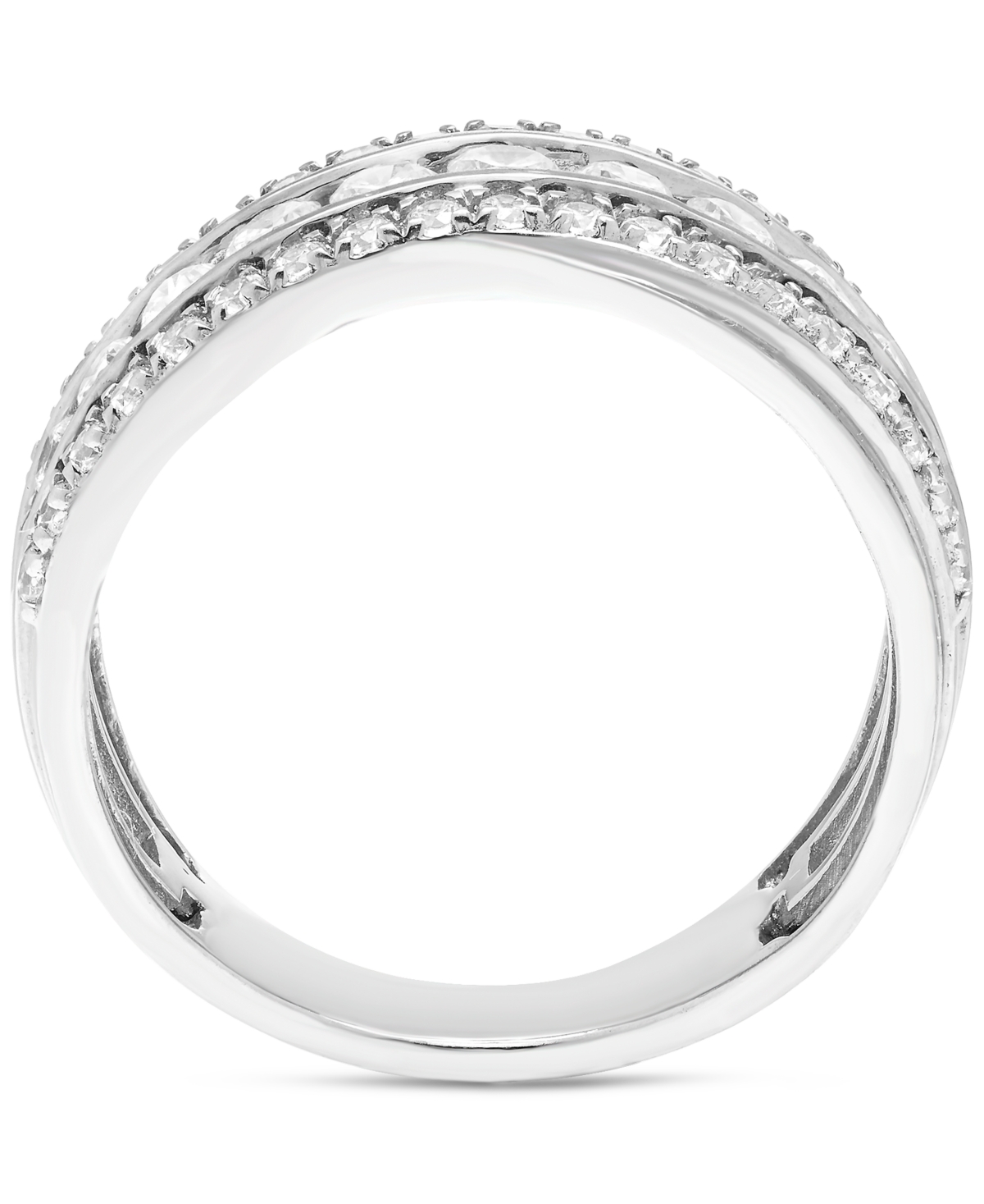 Diamond Triple Row Diagonal Band (1 ct. t.w.) in 10k White or Yellow Gold