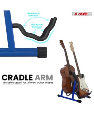 Double Guitar Stand Floor Adjustable A Frame Folding Acoustic Electric Guitars Holder Stands GSS 2N1 BLU