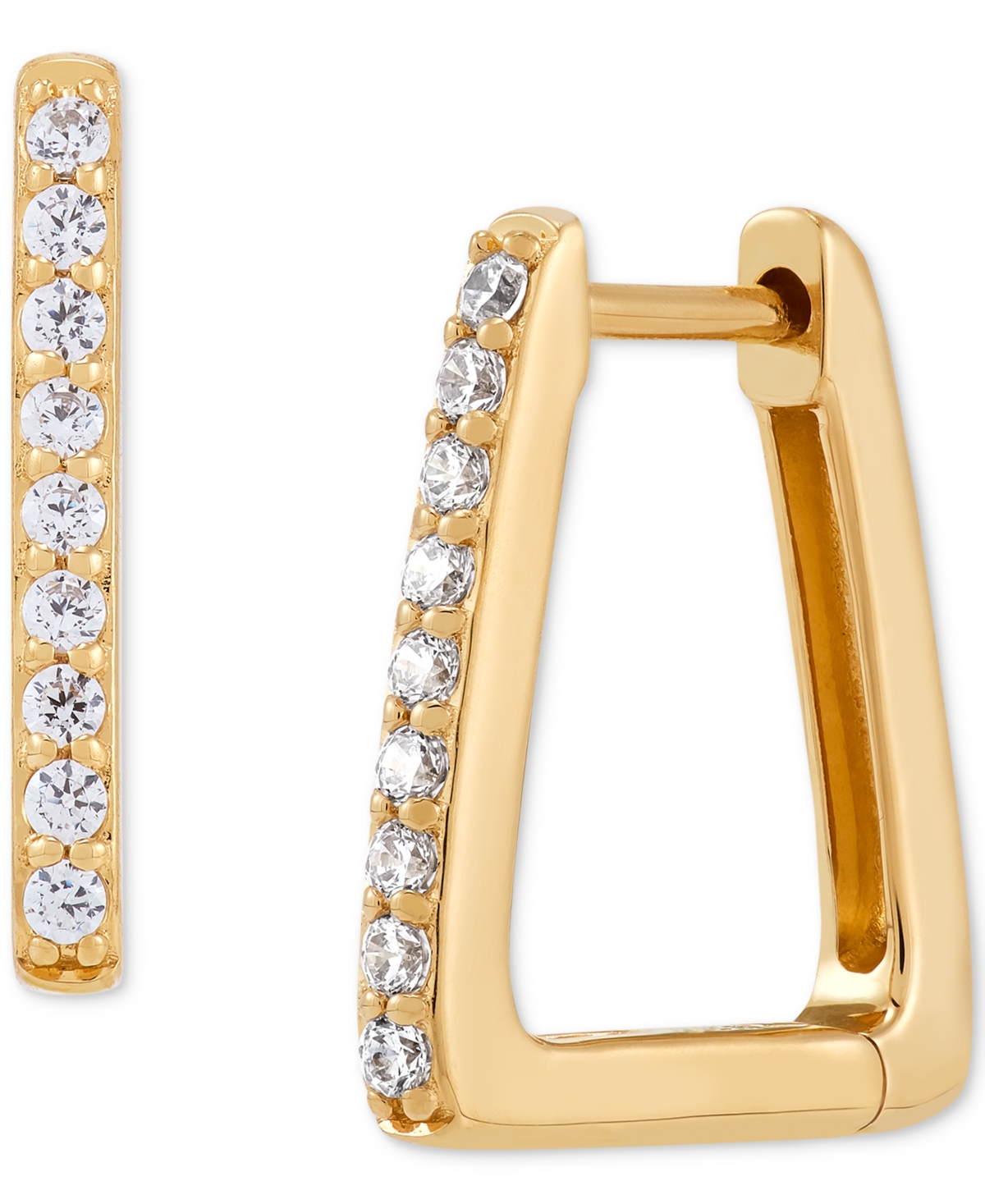Macy's Diamond Geometric Hoop Earrings (1/4 Ct. T.w.) In 14k Gold-plated Sterling Silver In Gold-plated Sterling Silver