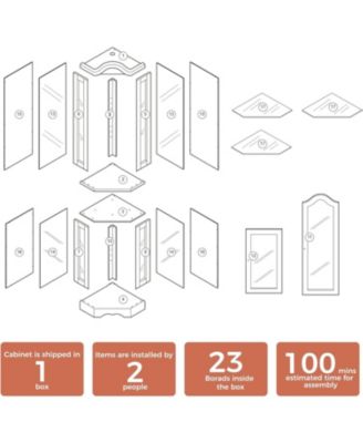 Glass Corner Curio Cabinet – Space-Saving Display Cabinet with Tempered Glass Shelves & Door