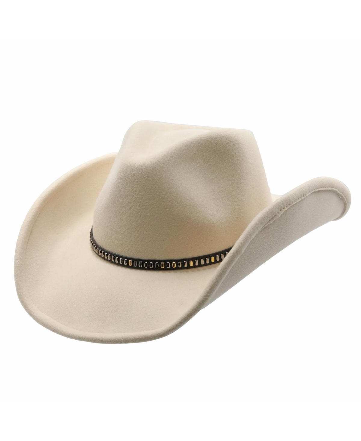 Faith Ultra Poly Felt Studded Western Drifter Hat - Beige/khaki