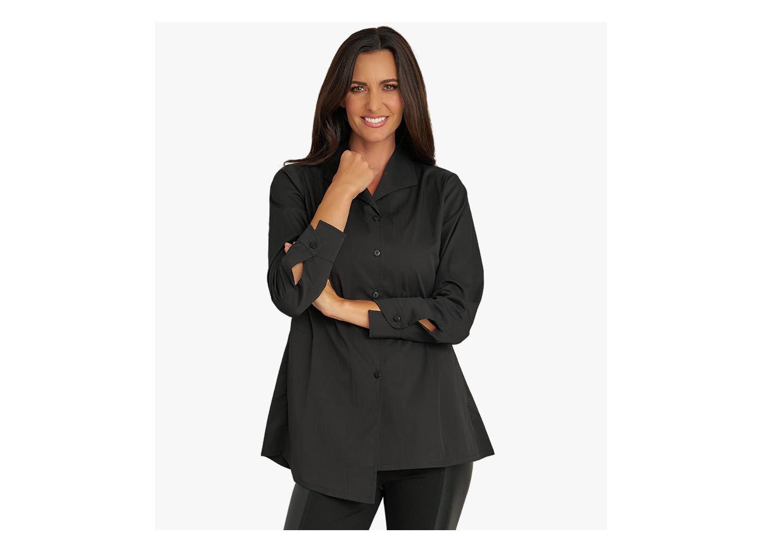 Women's Long Sleeves Cotton Poplin Asymmetrical Unique Cuff Transformation Tunic