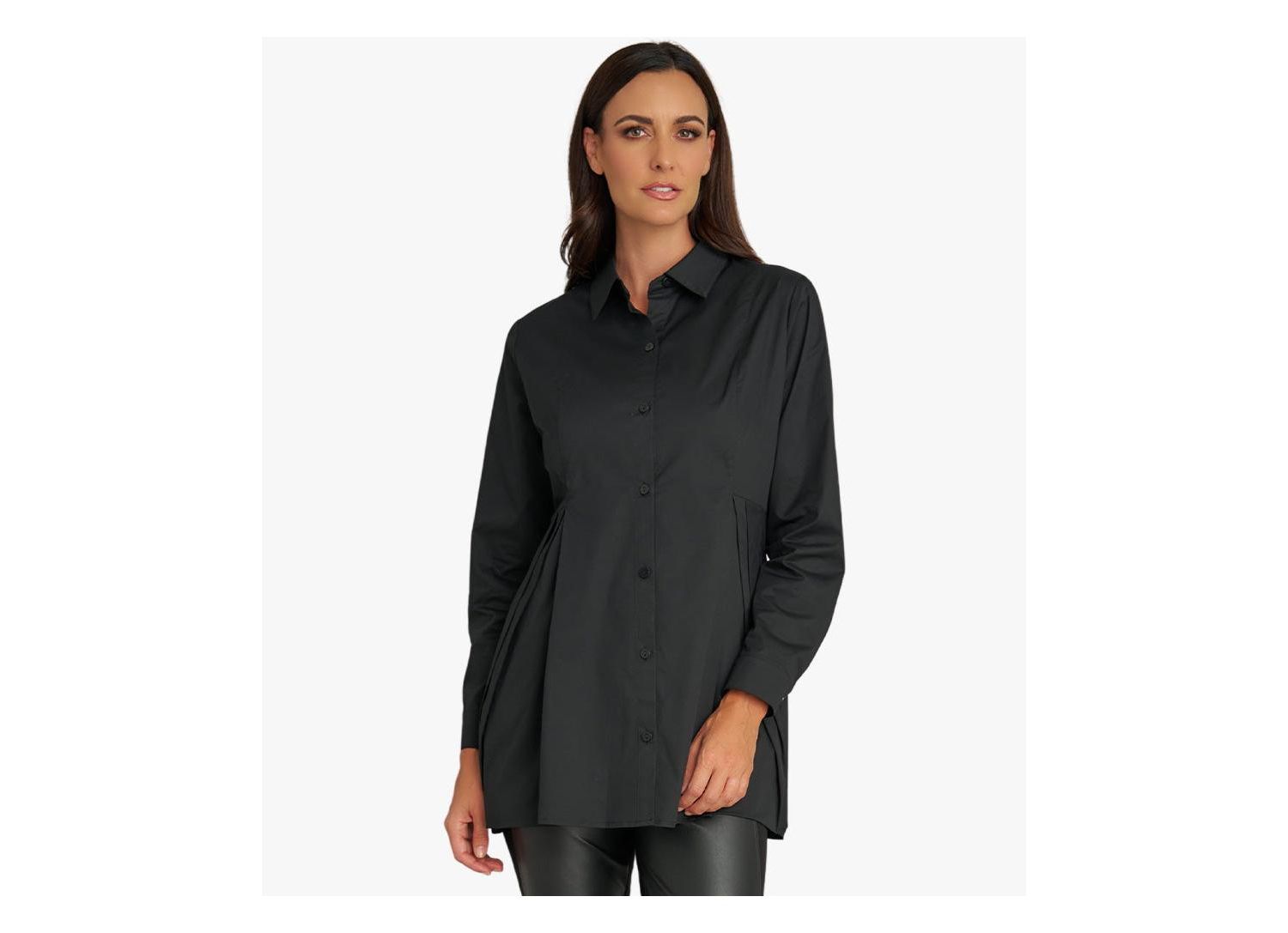Women's Long Sleeves Cotton Poplin Diagonal Tuck Way Ahead Tunic