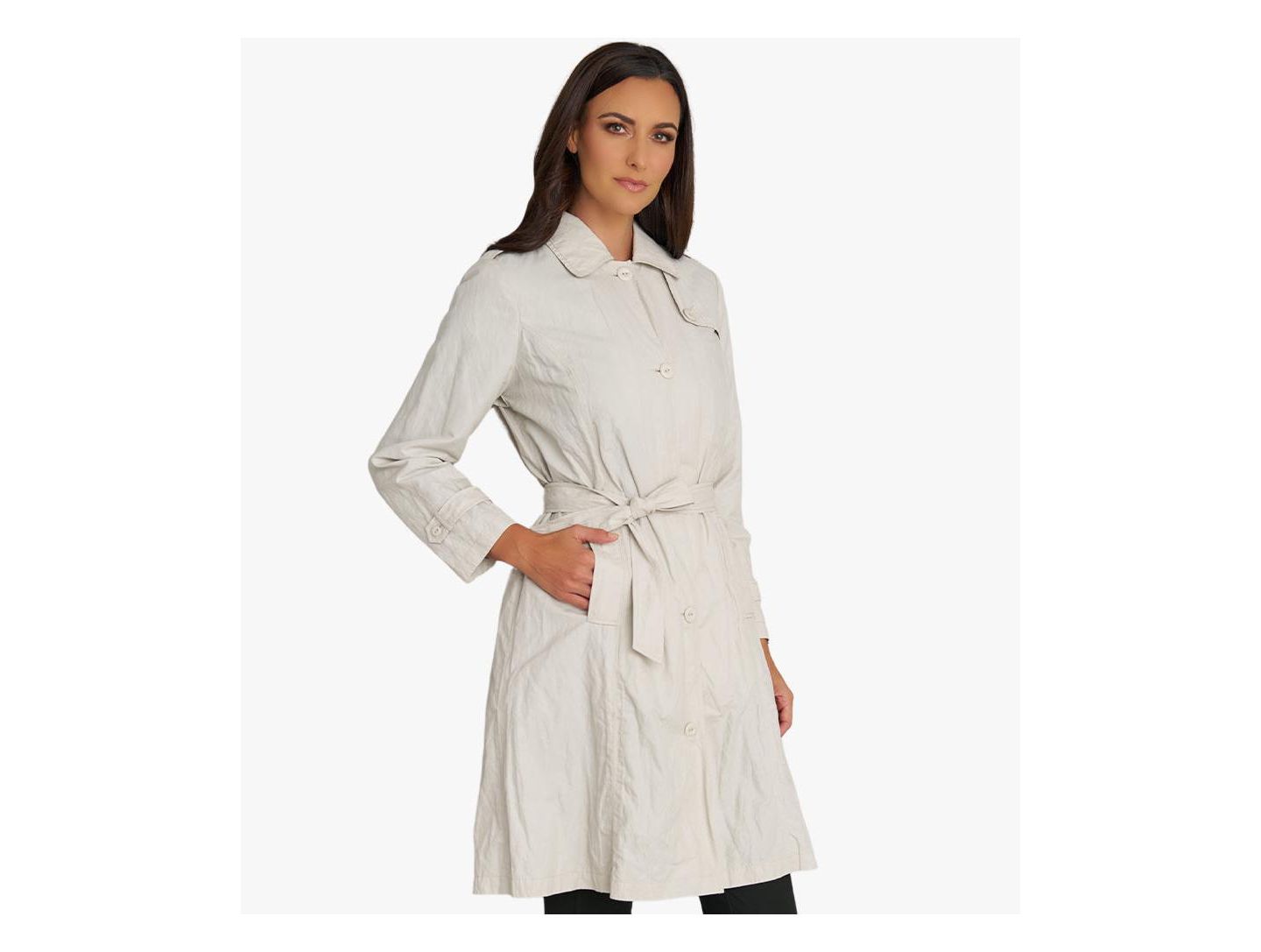 Женское пальто Stella Carakasi Belted Water-Resistant Button Front Trench, цвет: Берёзовый — фото 4