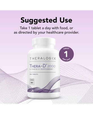 Thera-D 2000 Vitamin D Supplement - 2,000 IU (50 mcg) Vitamin D3 Tablets - 180-Day Supply - Immune Support Supplement for Women & Men - Aids Bone & Heart Health - NSF Certified -180 Tablets