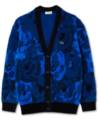 Lacoste Men's Relaxed Fit Jacquard Long Sleeve Cardigan Sweater