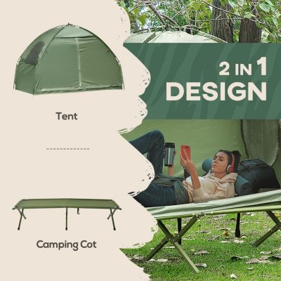 Camping Tent Cot, Single Person Folding Cot Combo, Off-Ground Tent, Covered Outdoor Bed with Carry Bag for Hiking, Camping
