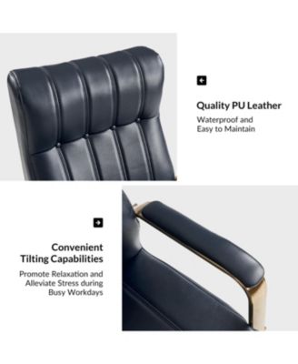 Uwe Modern Leather Ergonomic Executive Office Chair with SGS International Certified Stainless Steel Gas Spring