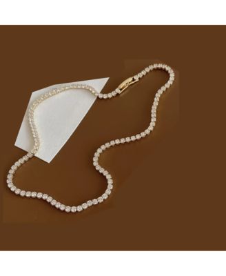 18k Gold Plated Tennis Necklace with AAAAA Cubic Zirconia