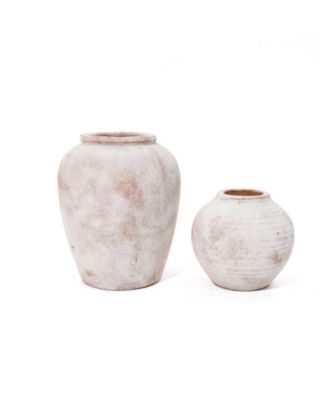 Marble Brown and White 7.5-Inch Tall Terracotta Vase