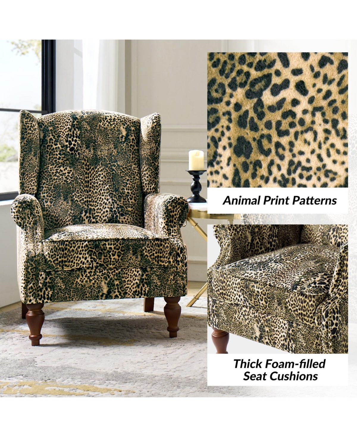 Hulala Home Jim Traditional Armchair with Thick Cushion
