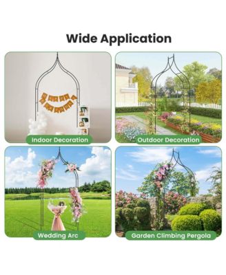 2 PCS Garden Arbor with Multiple Side Crossbars Powder-coated Metal Tubes
