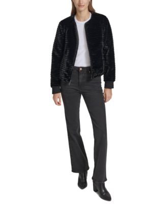 Women's Ribbed Faux-Fur Jacket