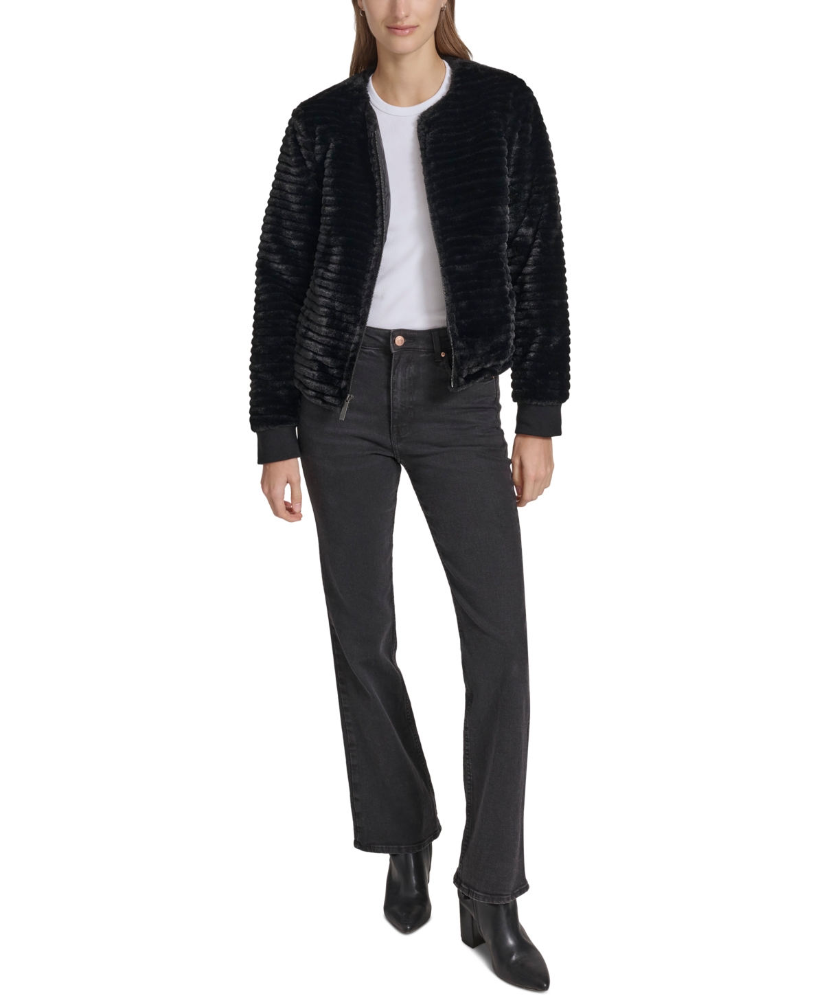 MARC NEW YORK ANDREW MARC SPORT WOMEN'S RIBBED FAUX-FUR JACKET 