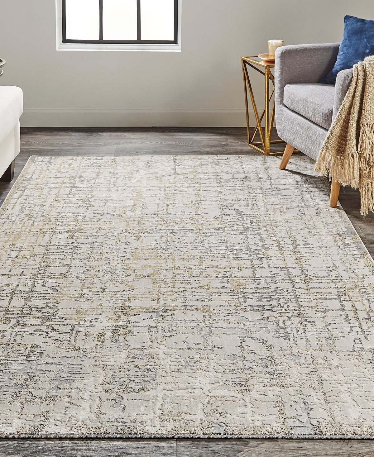 Feizy Waldor 3683f 5'x8' Area Rug In Ivory,gray