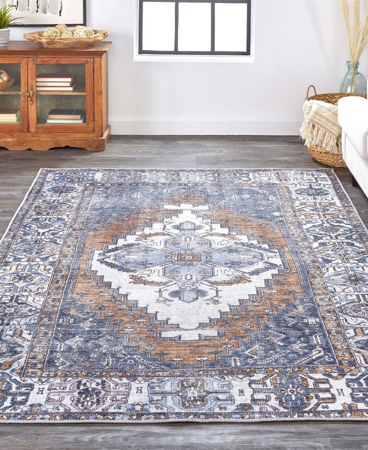 Shop Feizy Percy 39aif 5'3"x7'6" Area Rug In Blue,ivory