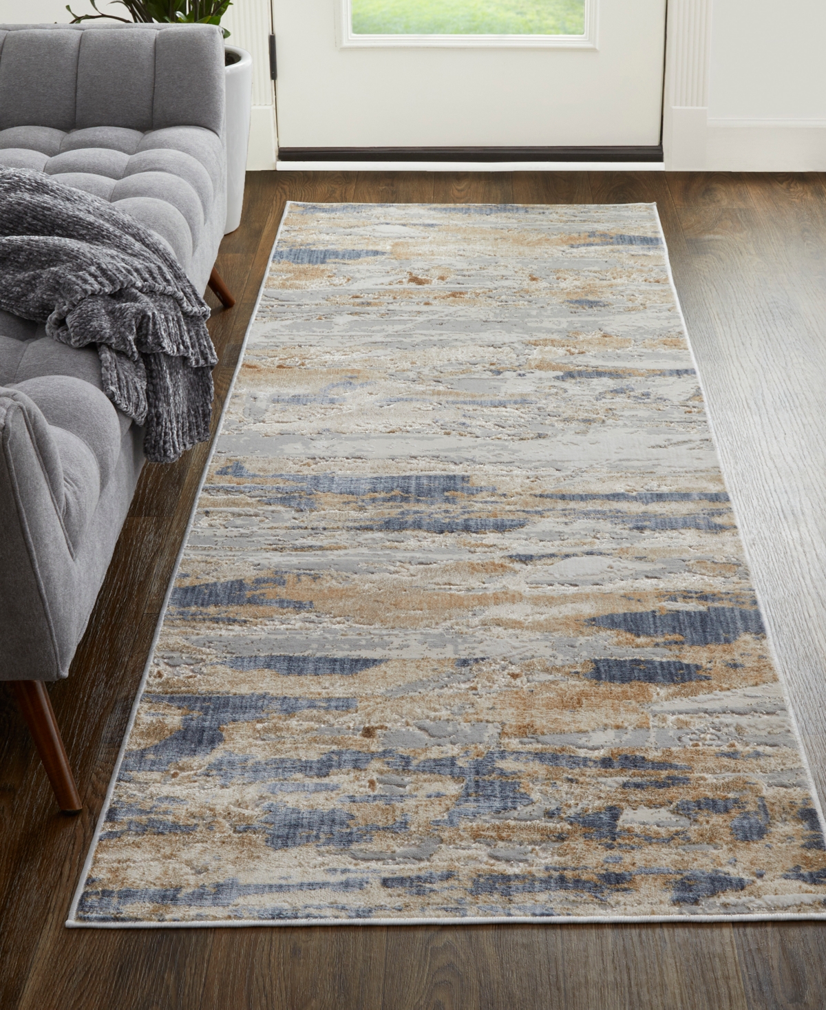 Feizy Laina 39g5f 3'x10' Runner Area Rug In Tan,orange