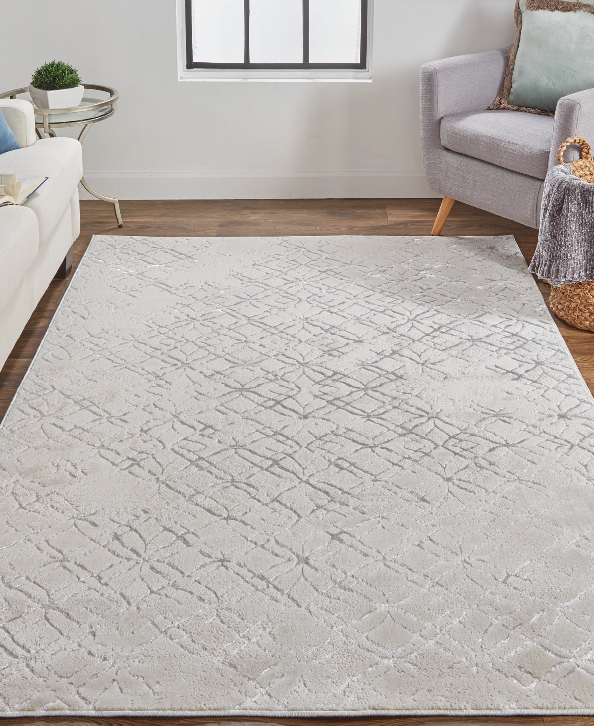 Feizy Micah 3047f 3'11"x6' Area Rug In Silver