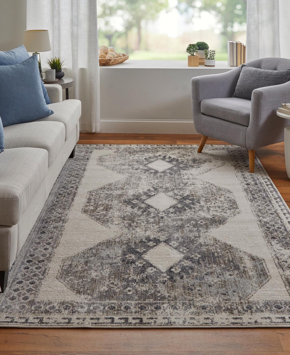 Feizy Kano 39ljf 5'3"x7'6" Area Rug In Ivory