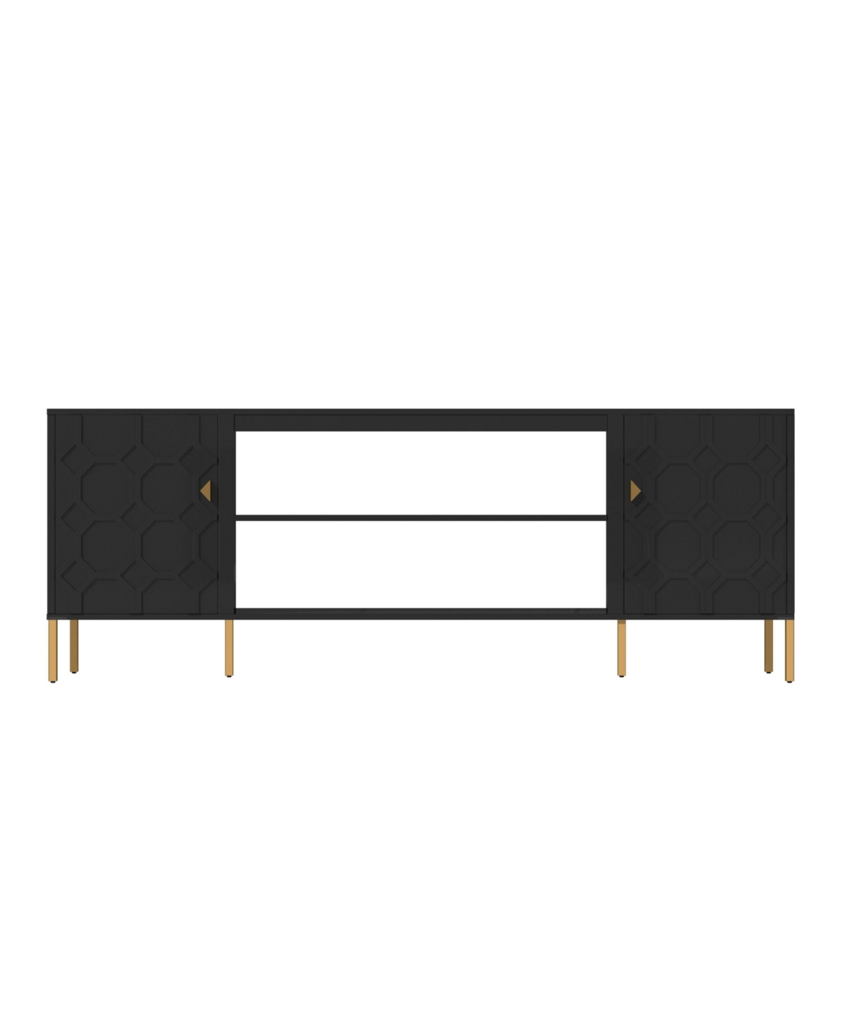 Versatile Tv Stand with Elegant Honeycomb Design and Ample Storage - Black