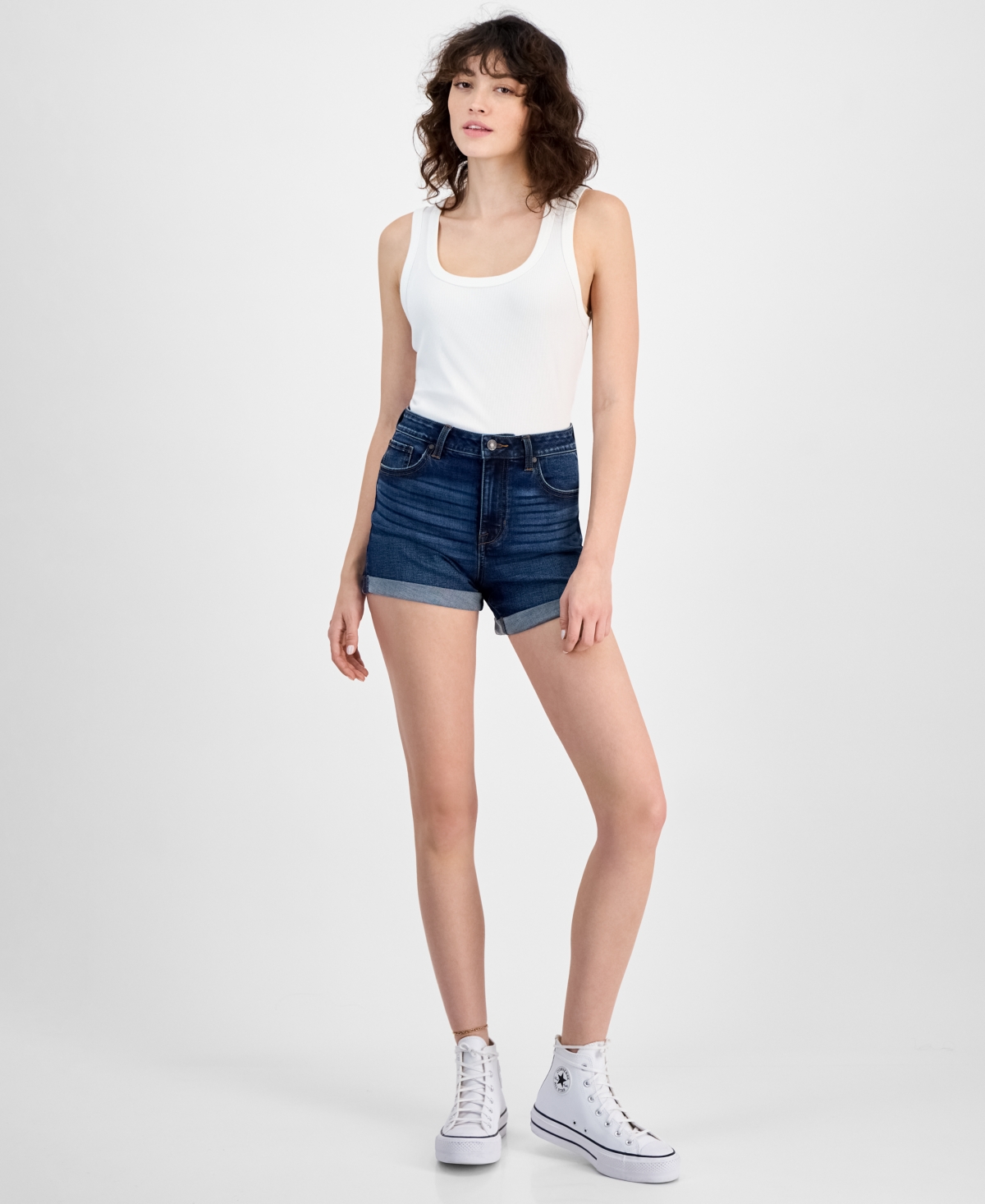Celebrity Pink Juniors' 4" High-rise Curvy Denim Shorts In Appregio