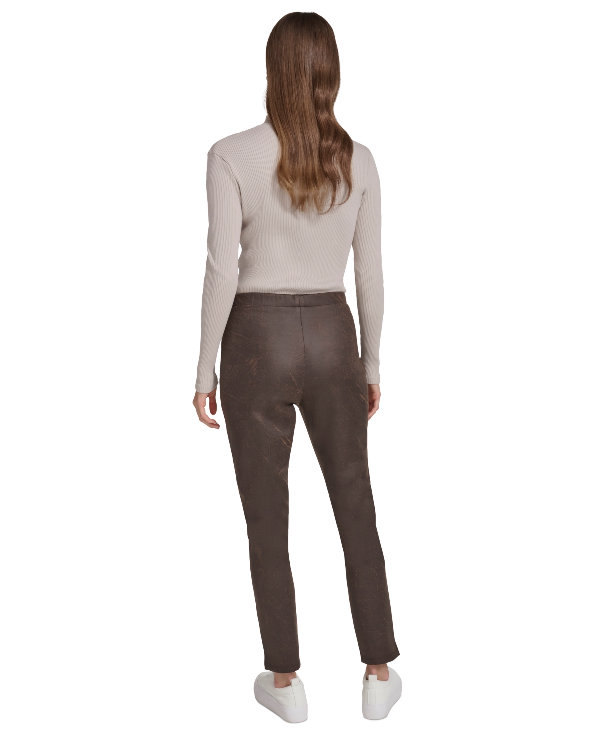 Marc New York Andrew Marc Sport Women's Faux-suede Skinny Pants In Walnut