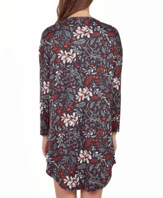Women's Long Sleeve Ultra Soft Floral Print Sleepshirt Nightgown