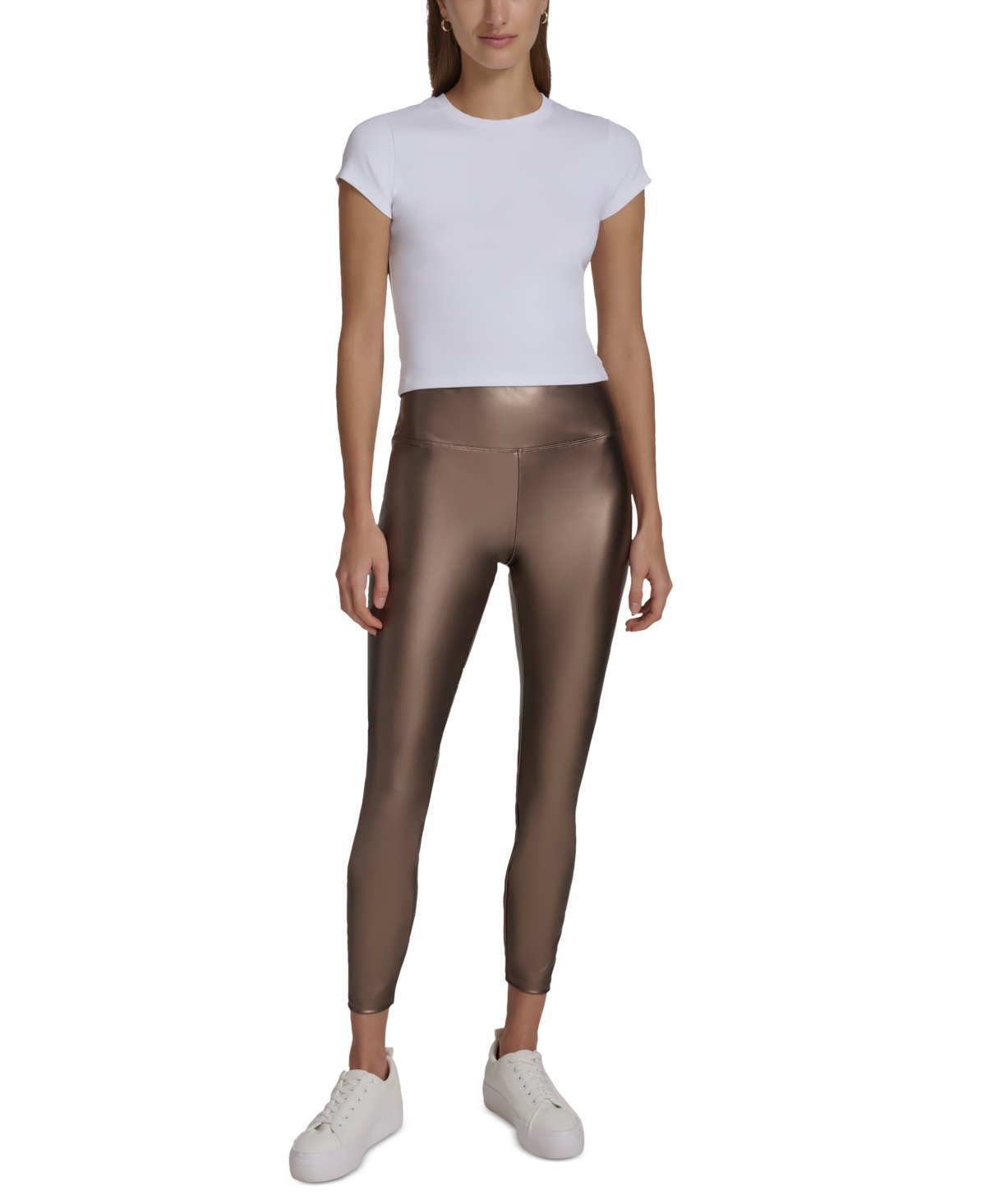 MARC NEW YORK ANDREW MARC SPORT WOMEN'S METALLIC FAUX-LEATHER LEGGINGS 