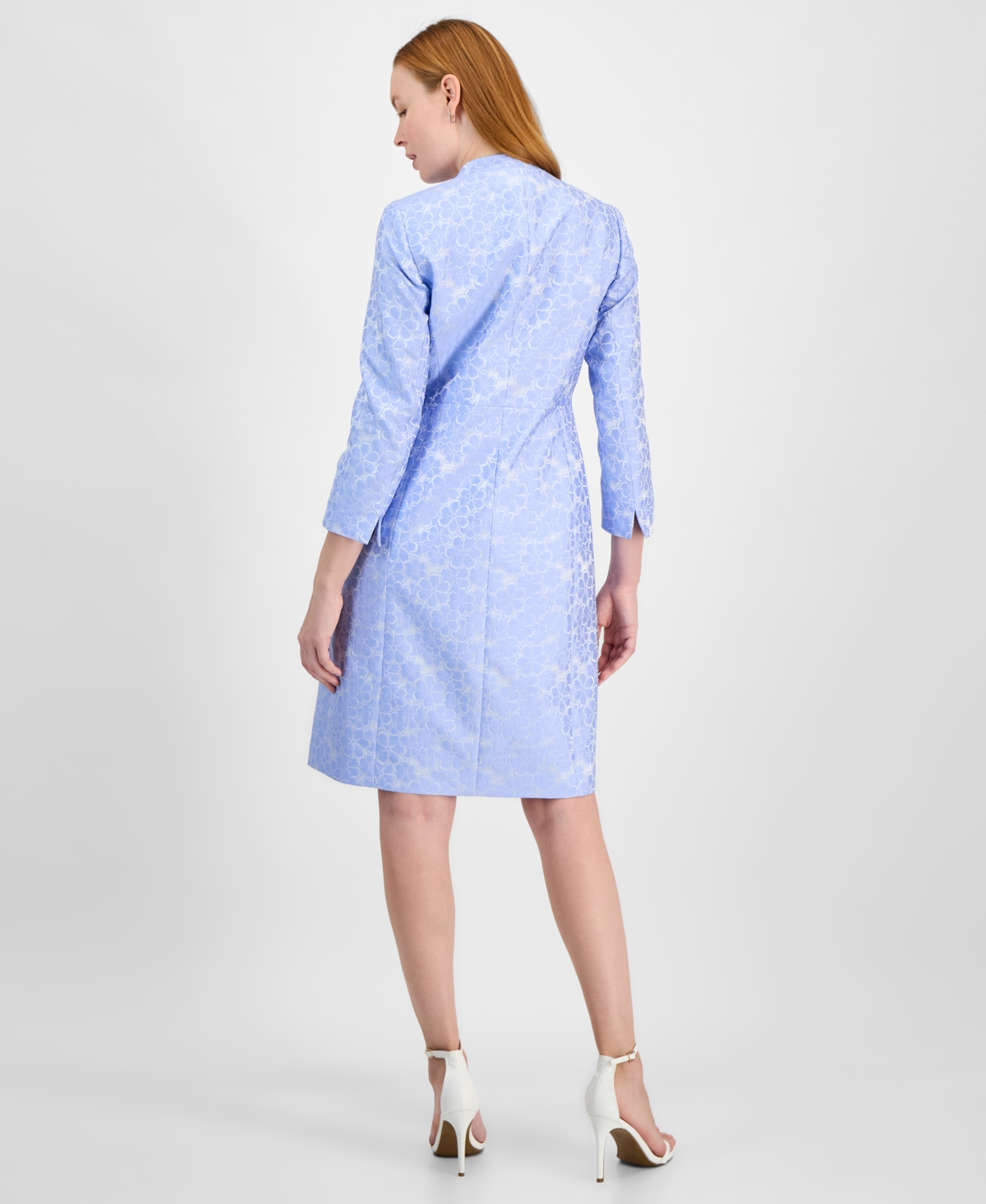 Kasper Women's Open-Front Floral Jacquard Topper Jacket