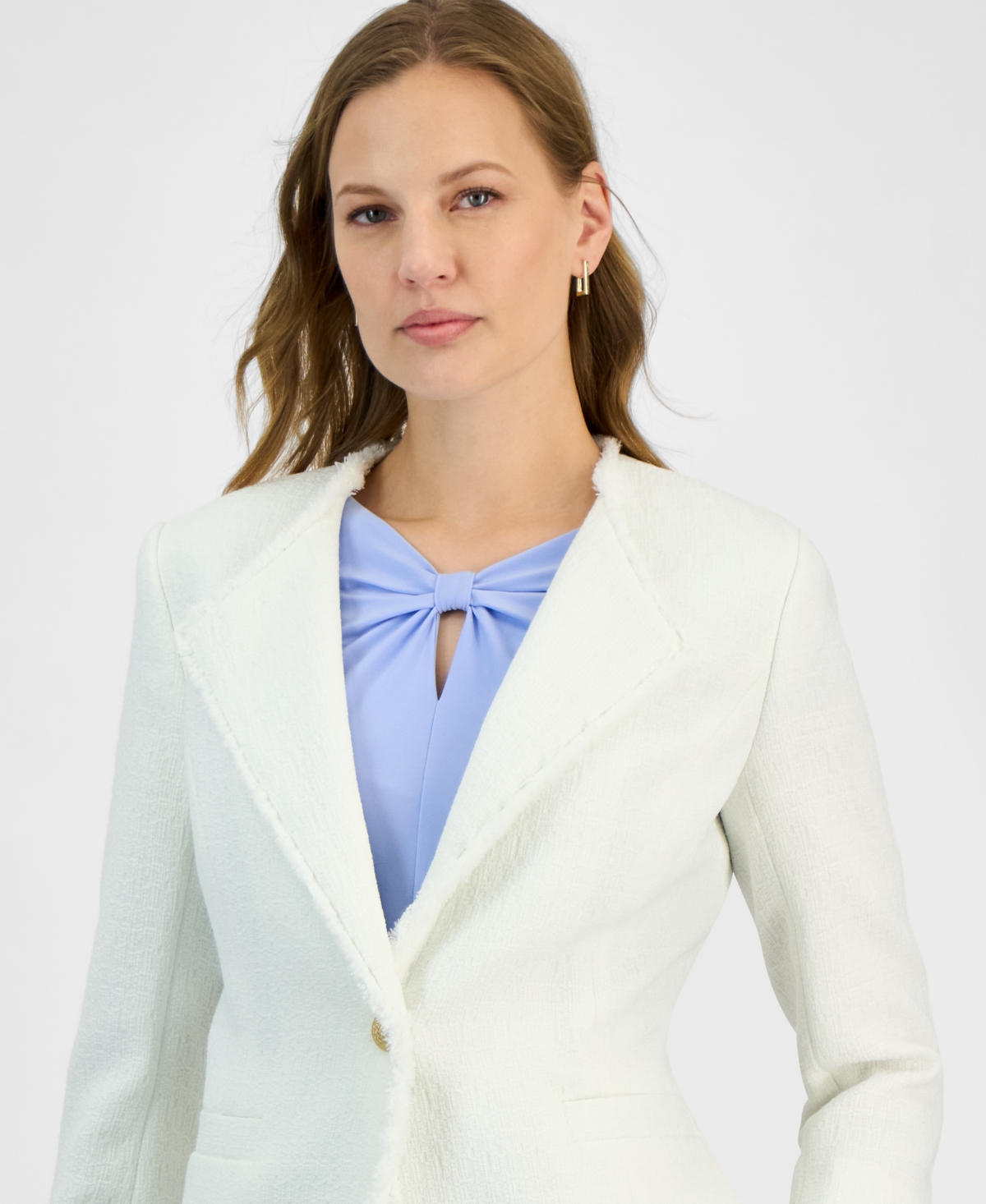 Kasper Women's Tweed One-Button Fringe Blazer, Petite & Regular Sizes