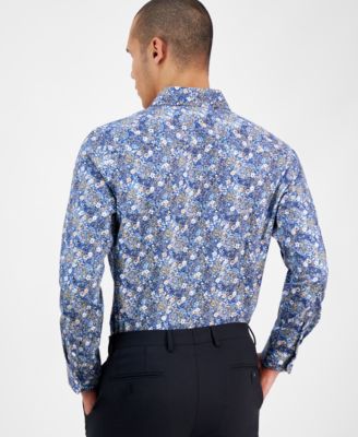Men's Slim Fit Long Sleeve Button-Front Alhambra Floral Print Shirt, Exclusively at Macy's