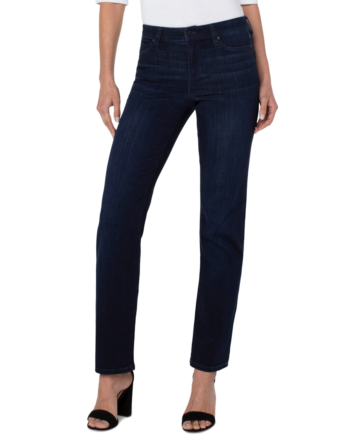 Shop Liverpool Los Angeles Women's Kennedy Mid Rise Straight Jeans In Halifax
