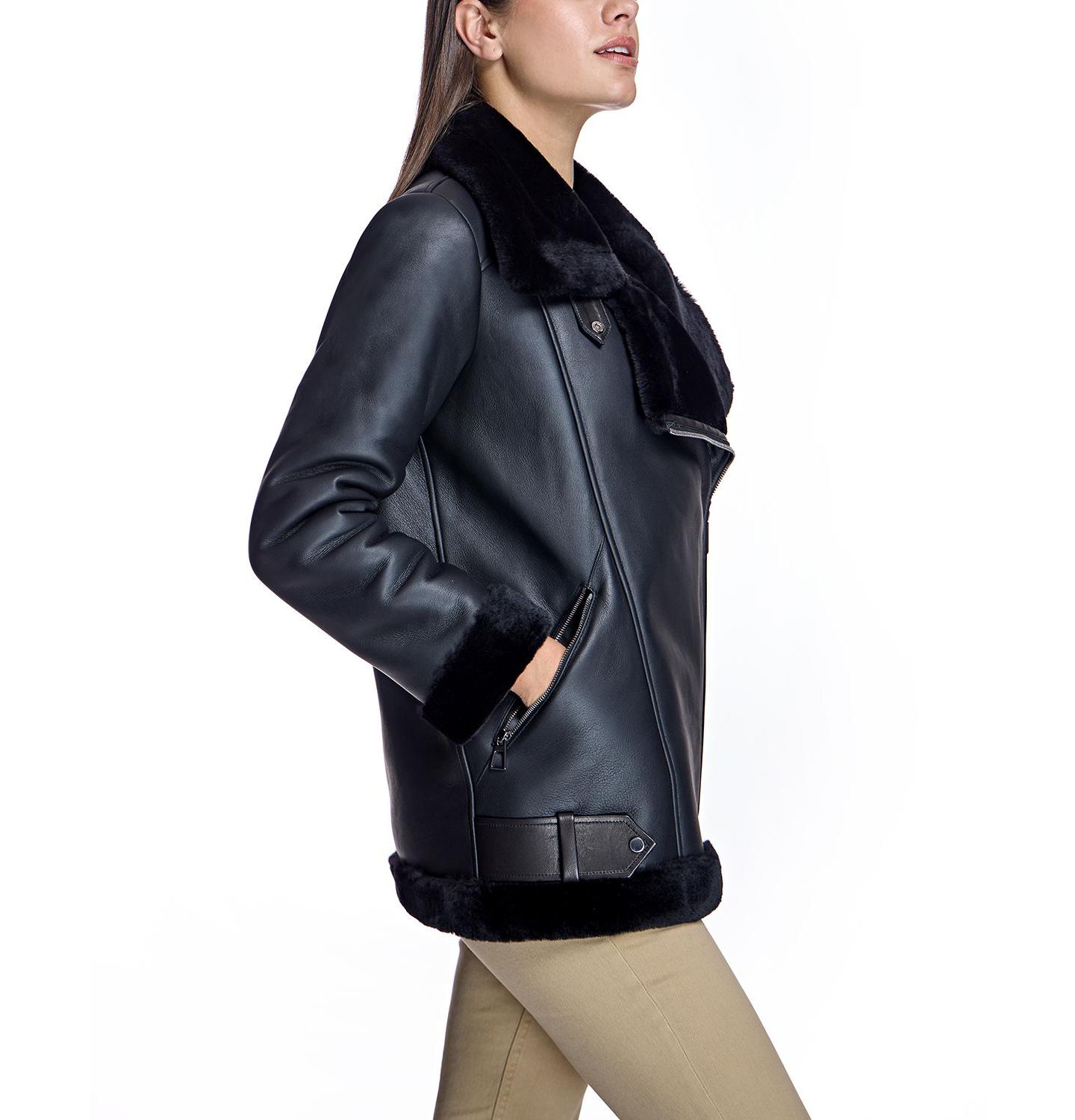 Женская куртка Julia & Stella By Maximilian Oversized Motorcycle, цвет: Чёрный — фото 4