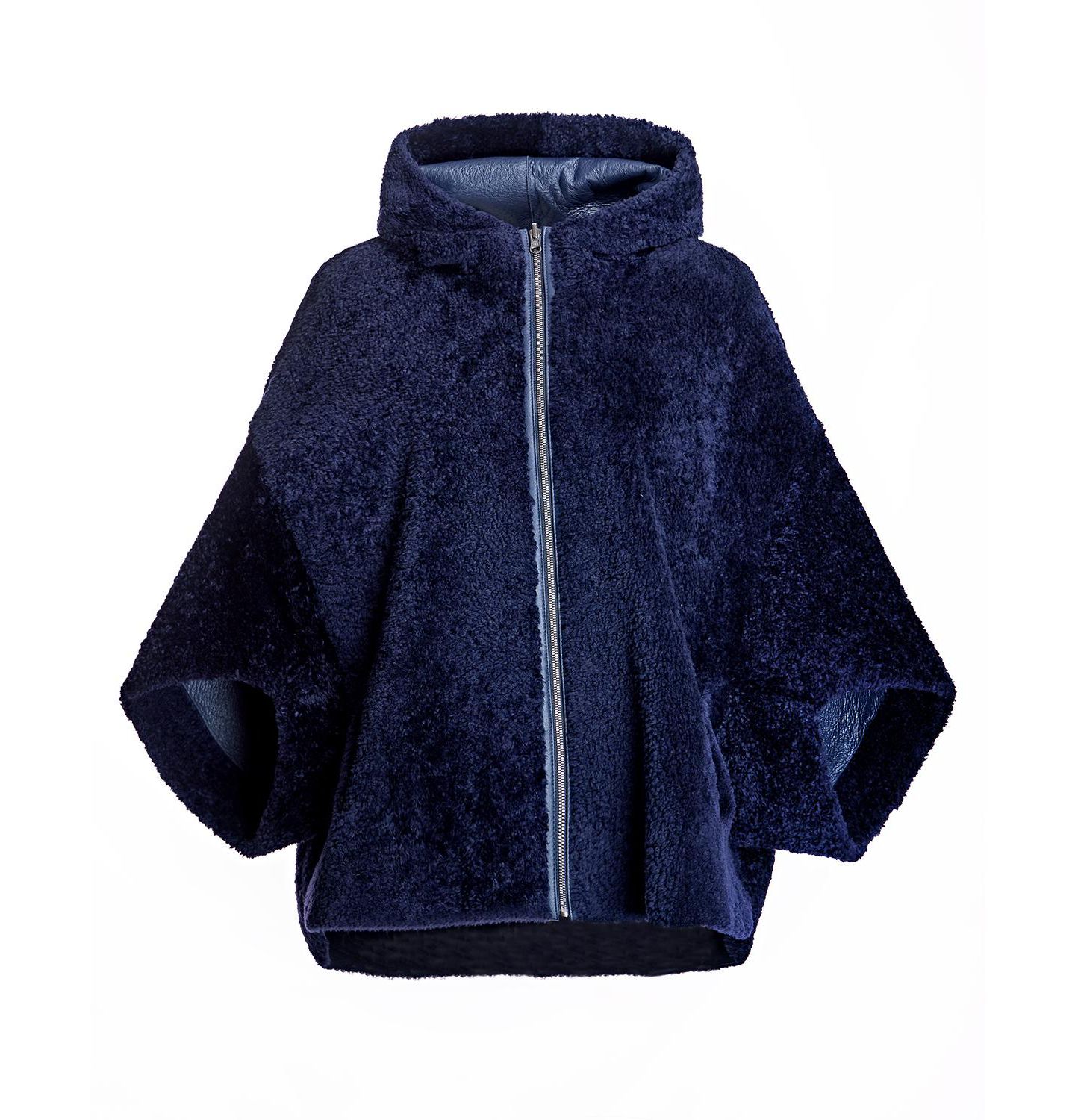 Женская накидка Julia & Stella By Maximilian Shearling Cape, цвет: Тёмно-синий — фото 4
