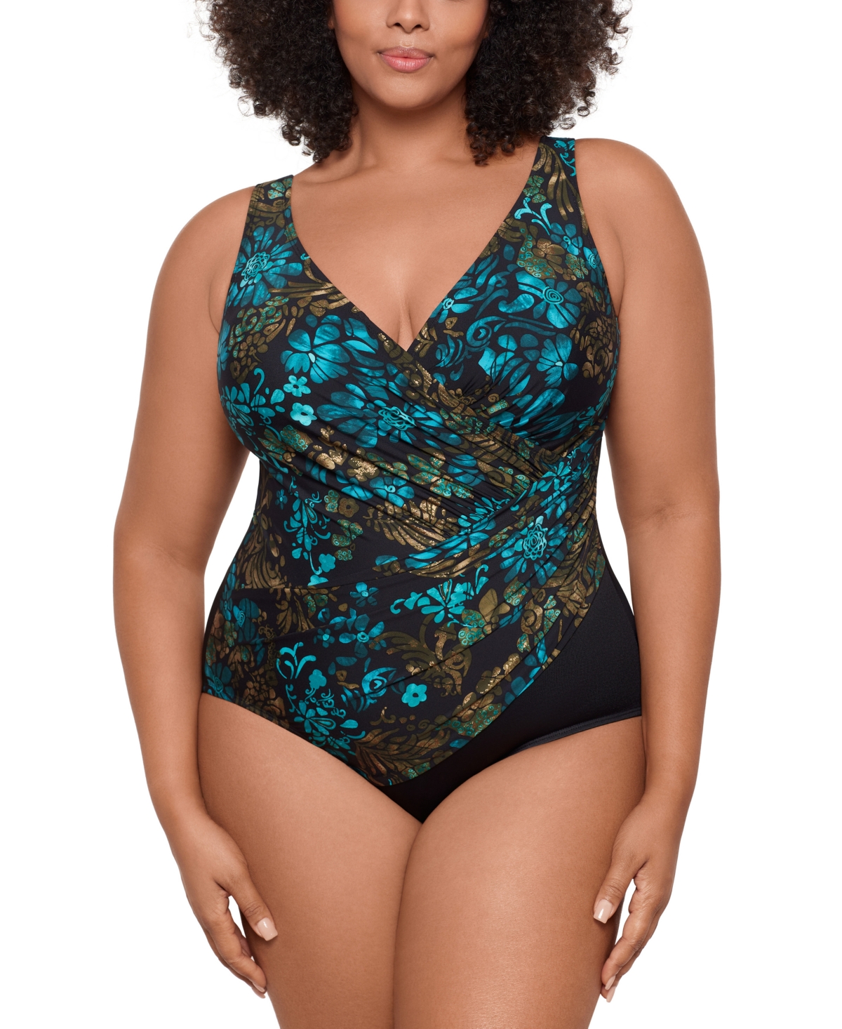 MIRACLESUIT PLUS SIZE FLOR DE MAR OCEANUS TUMMY-CONTROL ONE-PIECE SWIMSUIT 