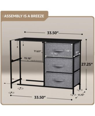 Dresser with 5 Drawers - Storage Chest Organizer with Steel Frame, Wood Top, Handles, Fabric Bins