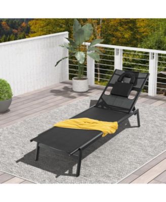 Patio Sunbathing Lounge Chair 5-Position Adjustable Tanning Chair