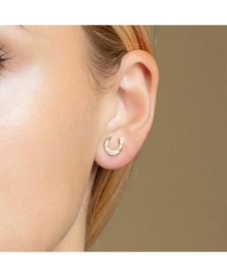 Gold Horseshoe Stud Earrings 14K Gold