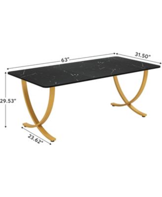 Executive Desk, Large Office Desk, Modern Computer Desk Conference Table Meeting Room Table, Business Furniture, Black and Gold