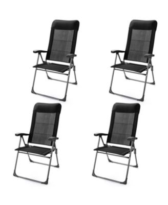 2 Pieces Portable Patio Folding Dining Chairs with Headrests Adjust