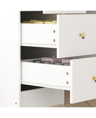 Pink Modern Makeup Vanity Desk 9-Drawers Wood Dressing Table with 3 Mirrors, Hidden Storage Shelves, LED Lighted Lights