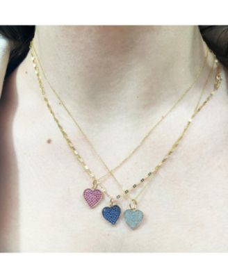 Turquoise Pave Heart Charm 14K Gold