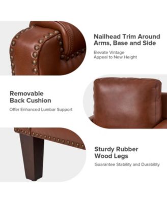 Kunz Transitional Genuine Leather Armchair with Removable Back Cushion