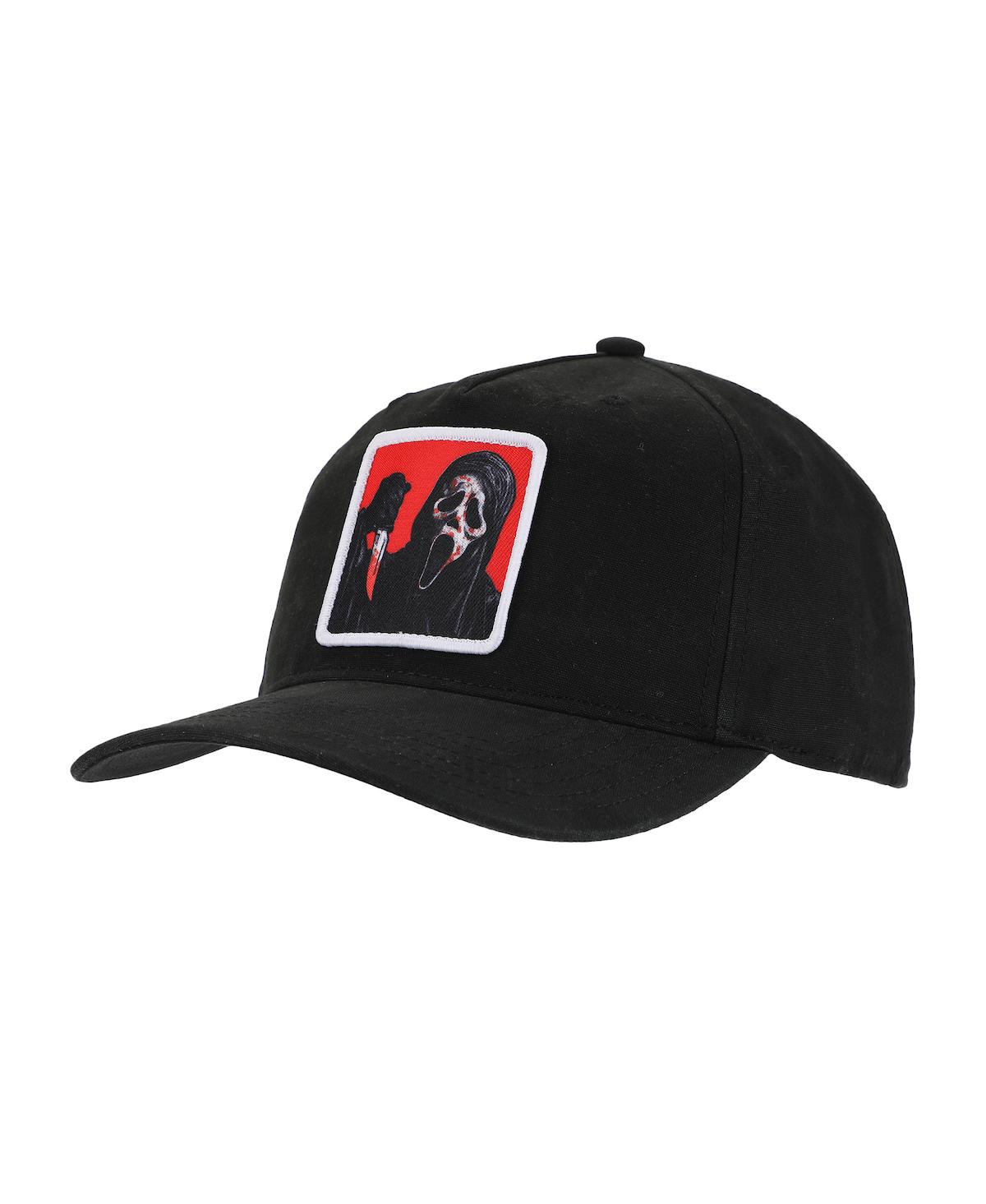 Men's Red Square Black Snapback Hat - Black