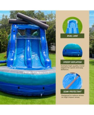 Commercial Grade 45' Tropical Wet/Dry Obstacle with dual lane slide and deep pool