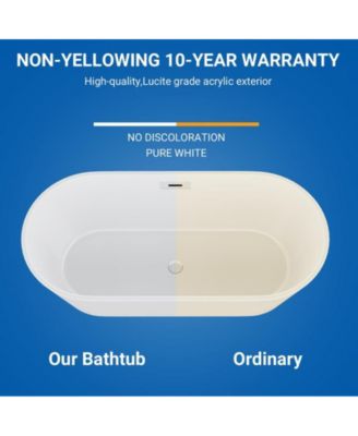 67" Acrylic Freestanding Bathtub – Glossy White Soaking Tub With Chrome Overflow and Drain, Cupc Certified for Quality and Safety