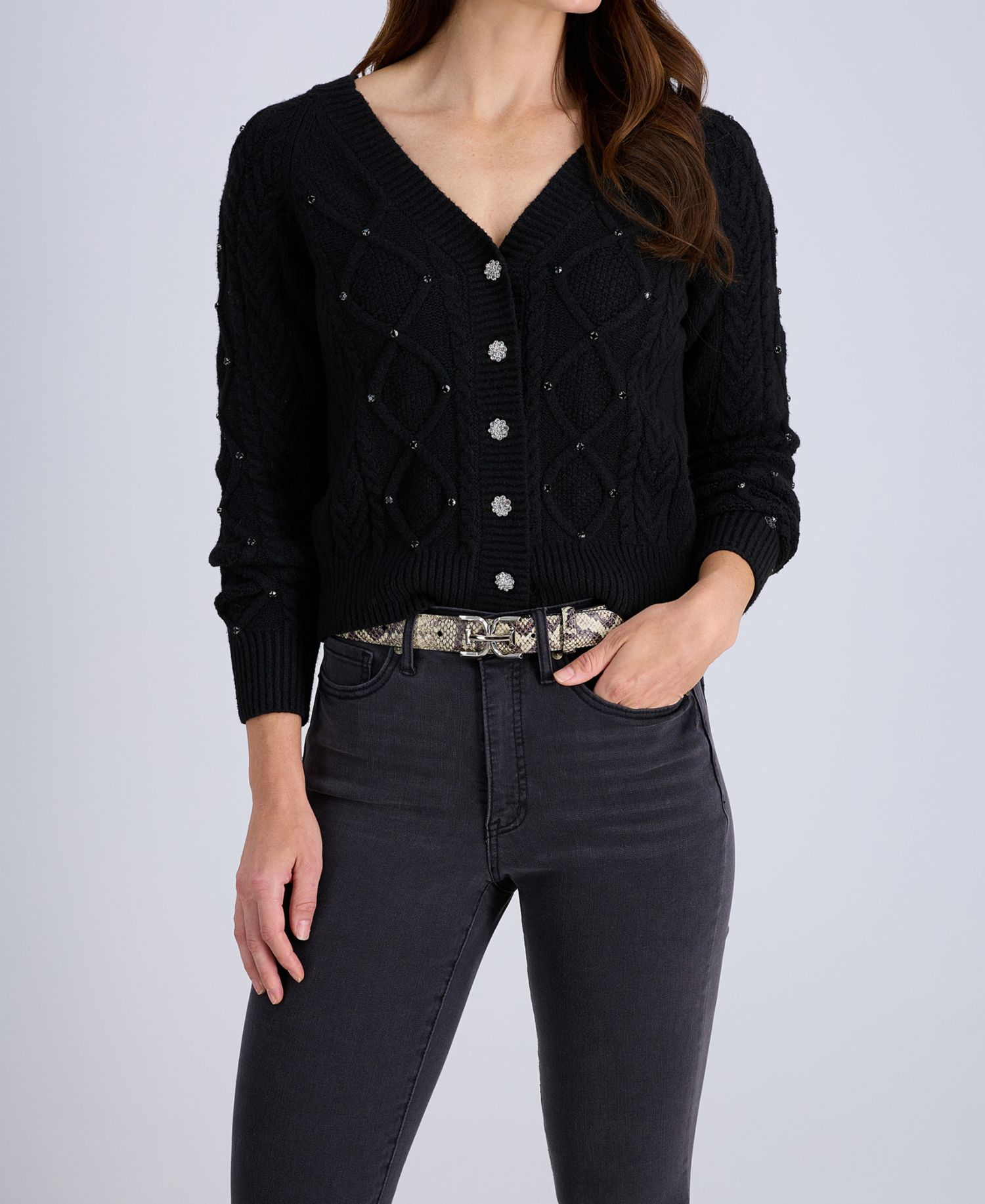 Women's Double-E Plaque Buckle Exotic Print Belt