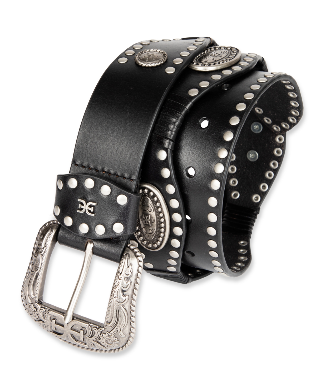 Shop Sam Edelman Women's Western Concho Scalloped Belt In Black