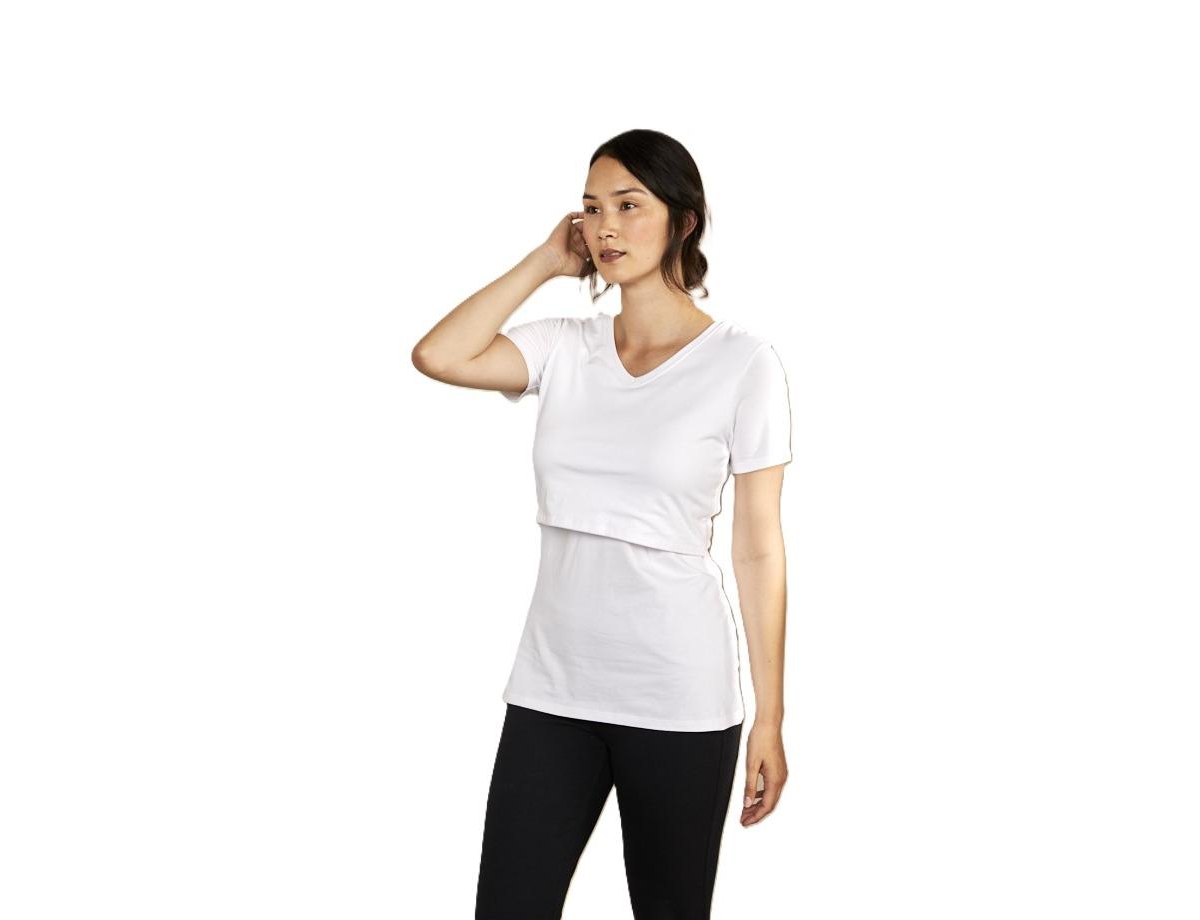 Nursing V Neck T-shirt - White
