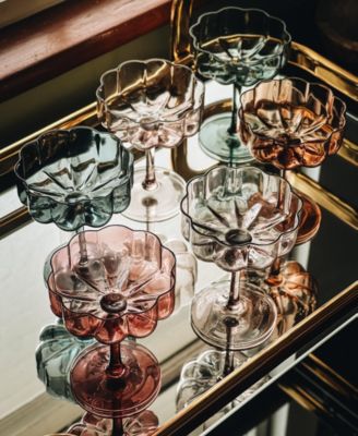 Martini and Champagne Flower Classic Wavy Glass Coupes, Set of 6